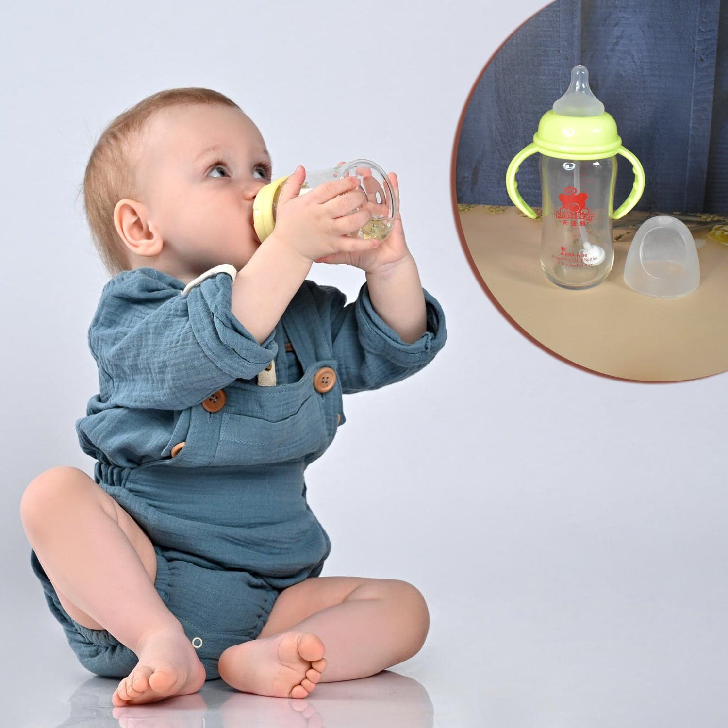 Glass Baby Feeding Bottle with Handles & Straw (240 ML / 1 Pc) thumbnail 7