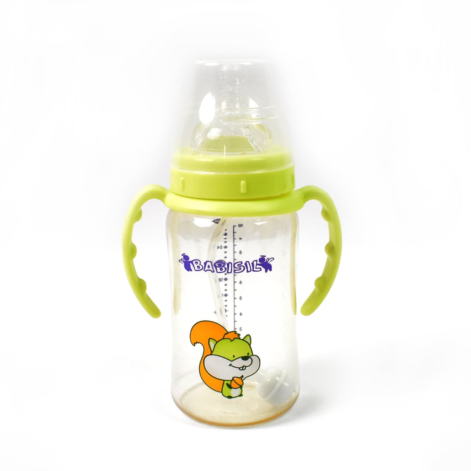 Plastic Baby Feeding Bottle with Handles, Cleaning brush & Straw (300 ML / 1 Pc) thumbnail 5