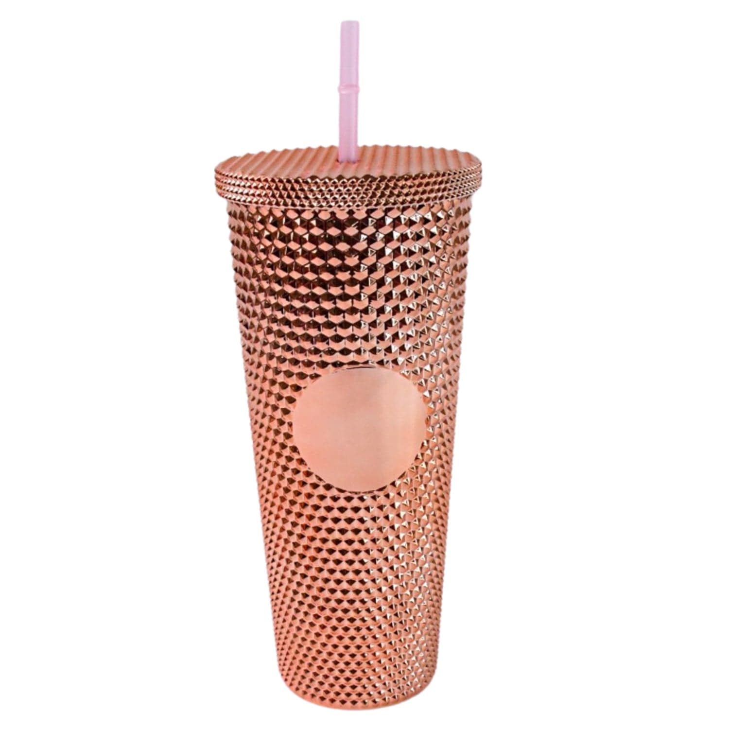 Studded Cup Tumbler Straw Lid - Plastic Double Walled Cold Cup for iced Coffee thumbnail 4