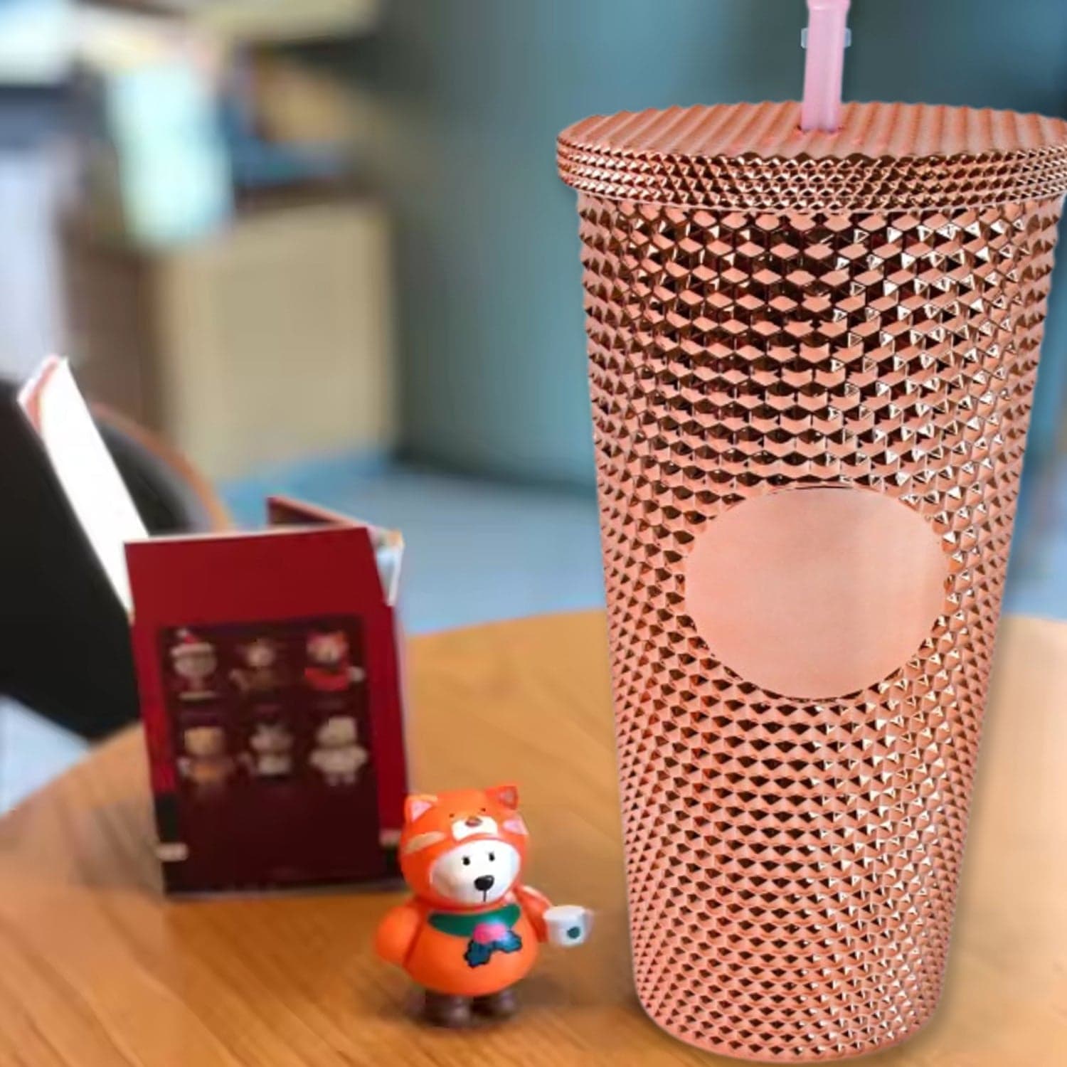 Studded Cup Tumbler Straw Lid - Plastic Double Walled Cold Cup for iced Coffee thumbnail 7