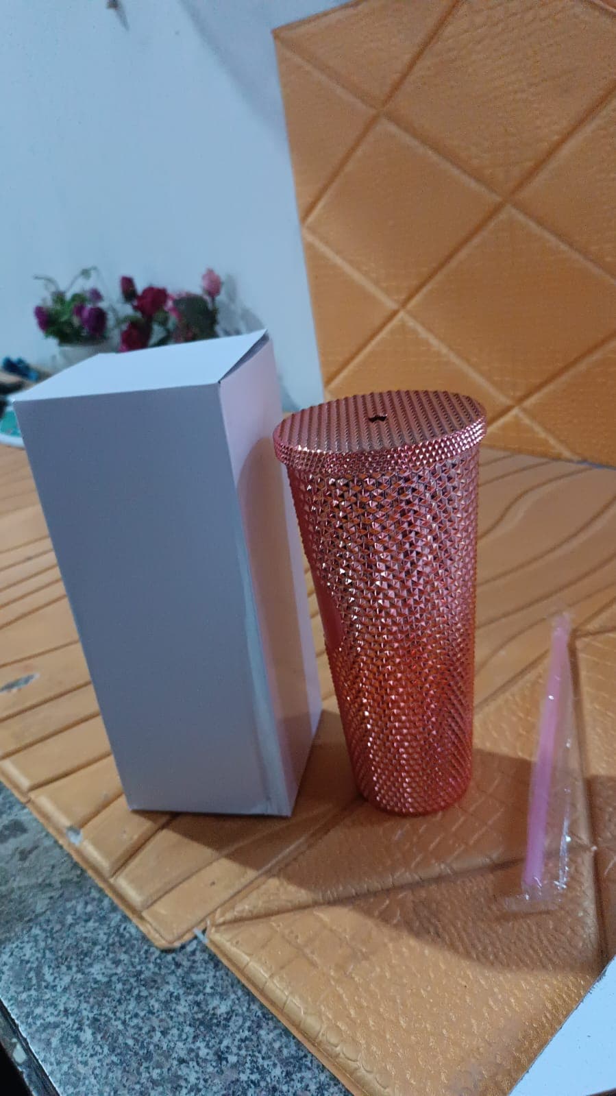 Studded Cup Tumbler Straw Lid - Plastic Double Walled Cold Cup for iced Coffee thumbnail 8