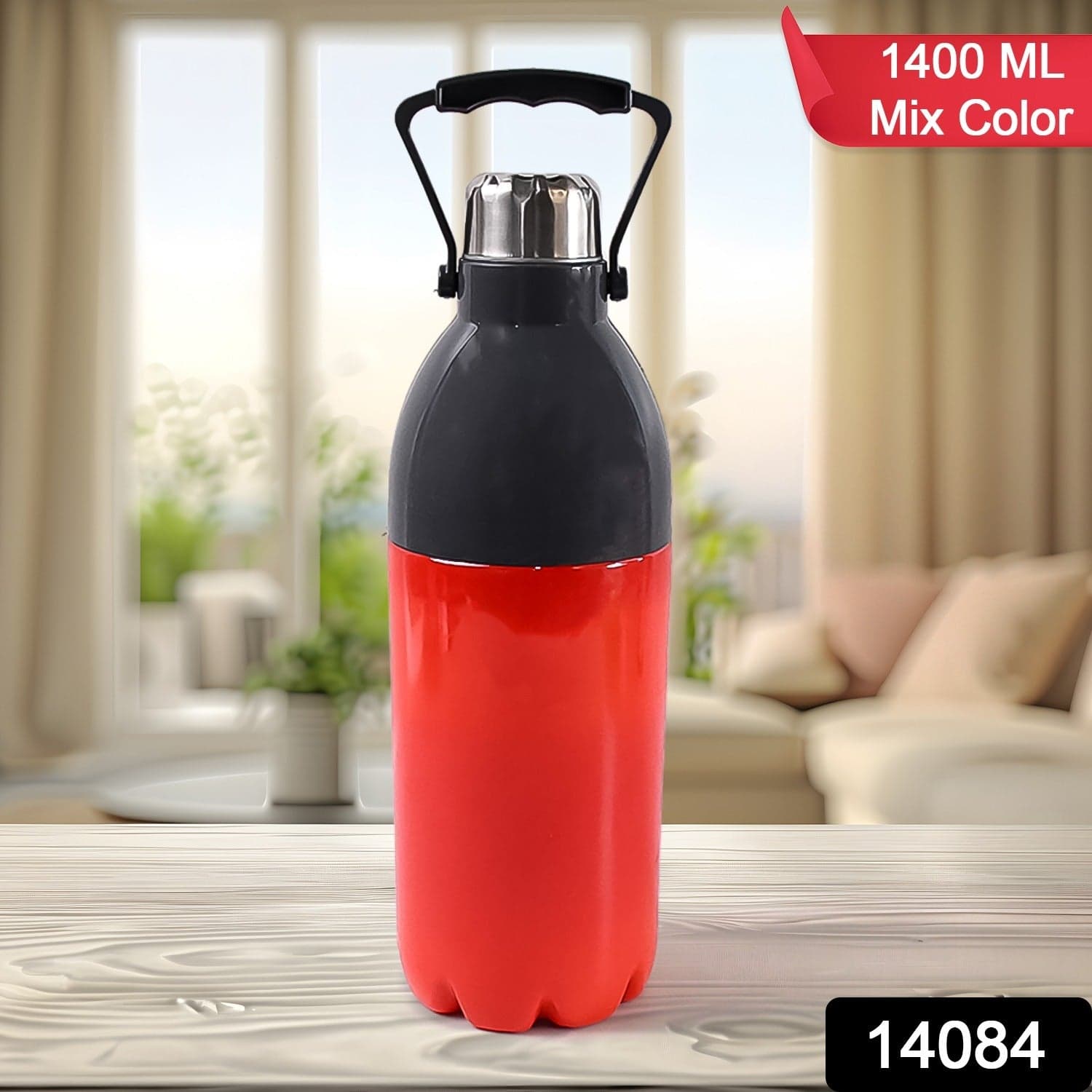 Plastic Sports Bottle Insulated, Leakproof, BPA-Free (1400ml / Mix Colour) thumbnail 2