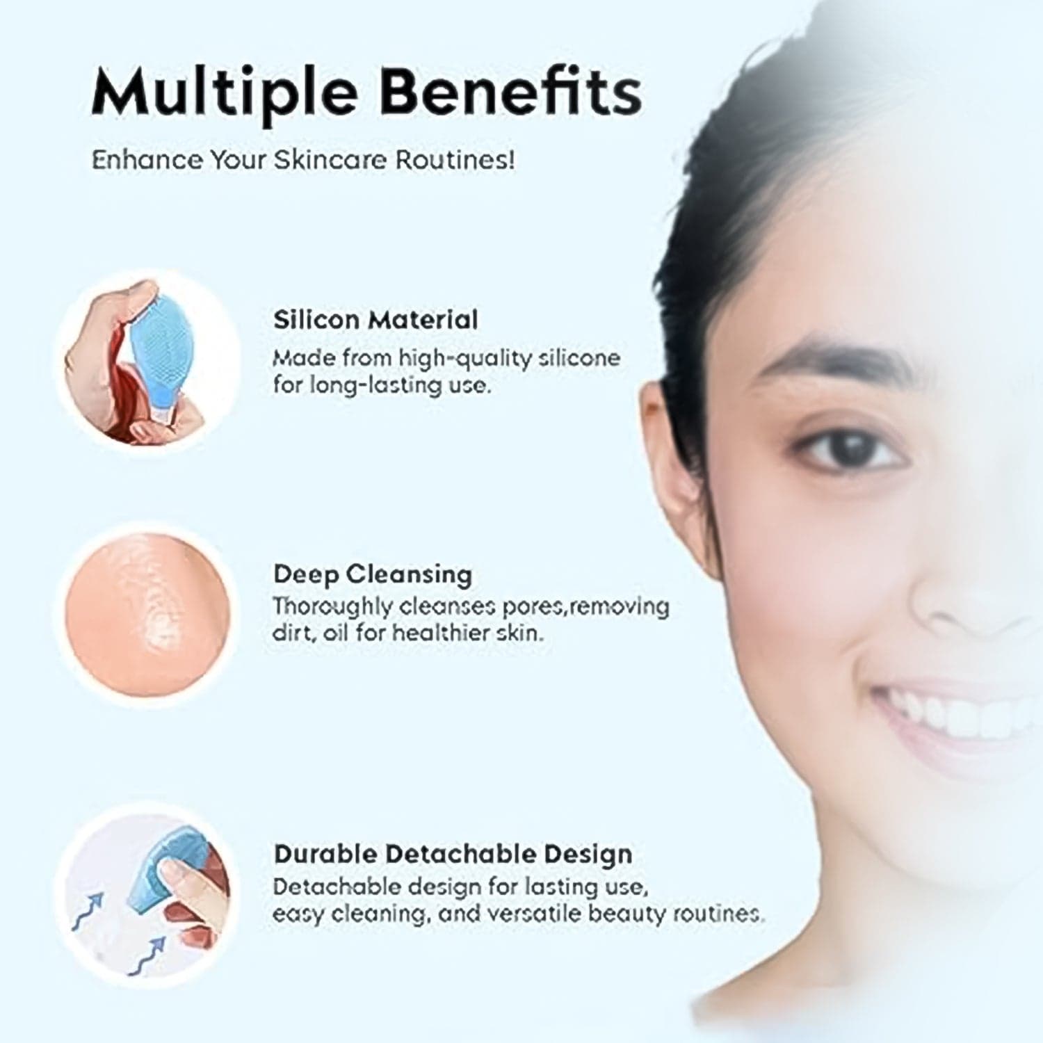 2 In 1 Silicone Face Scrubber 1 Pc thumbnail 2