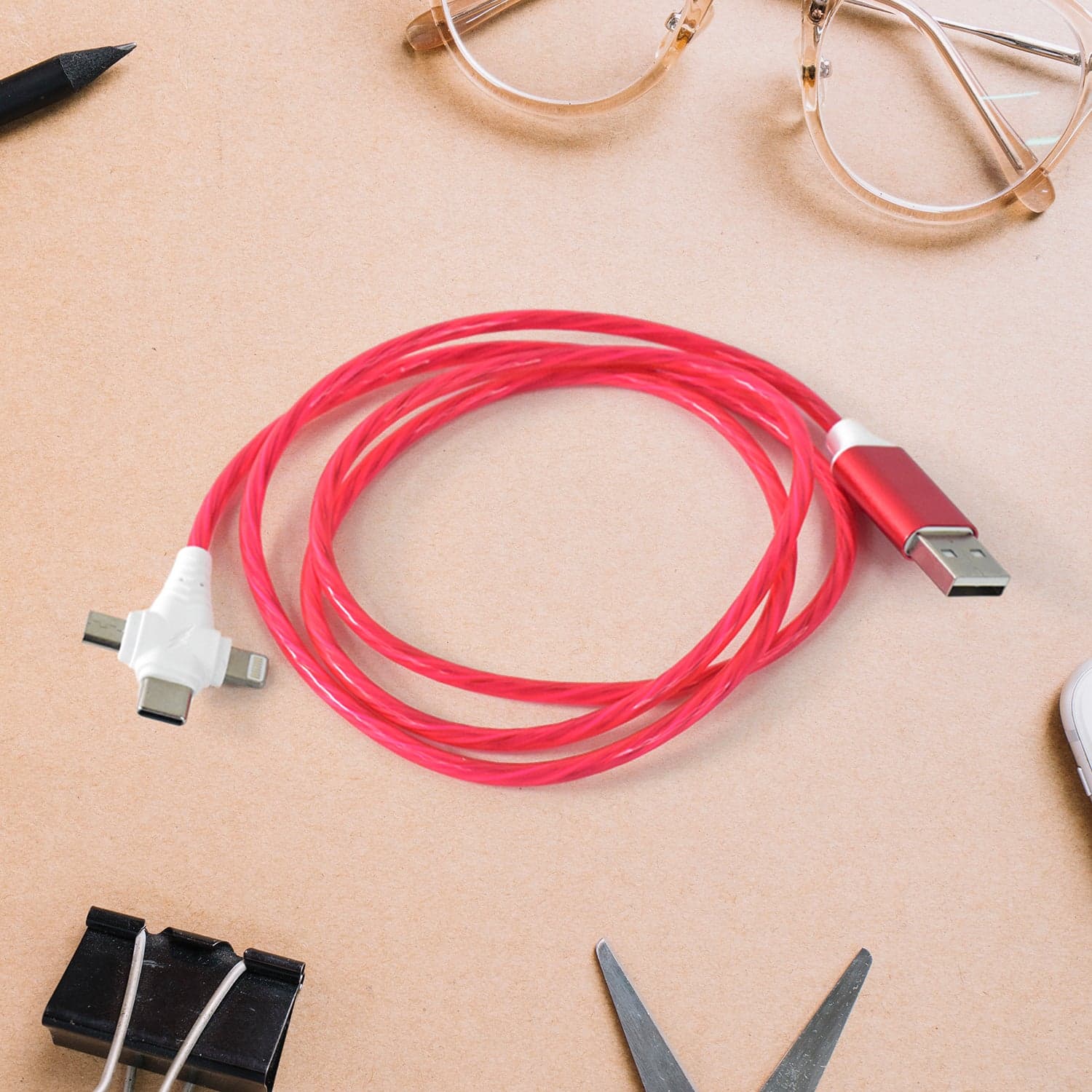 3 in 1 Charging Cable Light Up Fast Charger Lighting Cable (Mix Color) thumbnail 6
