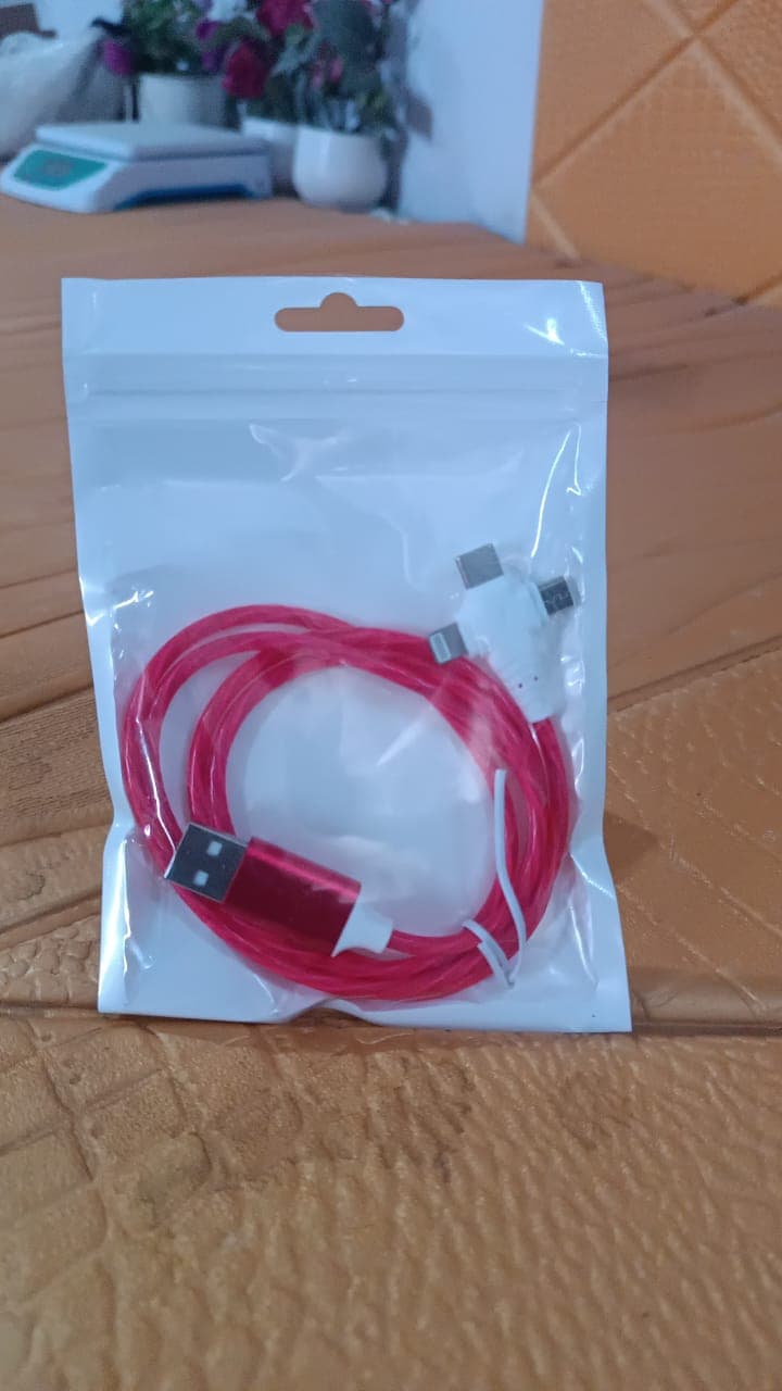 3 in 1 Charging Cable Light Up Fast Charger Lighting Cable (Mix Color) thumbnail 7