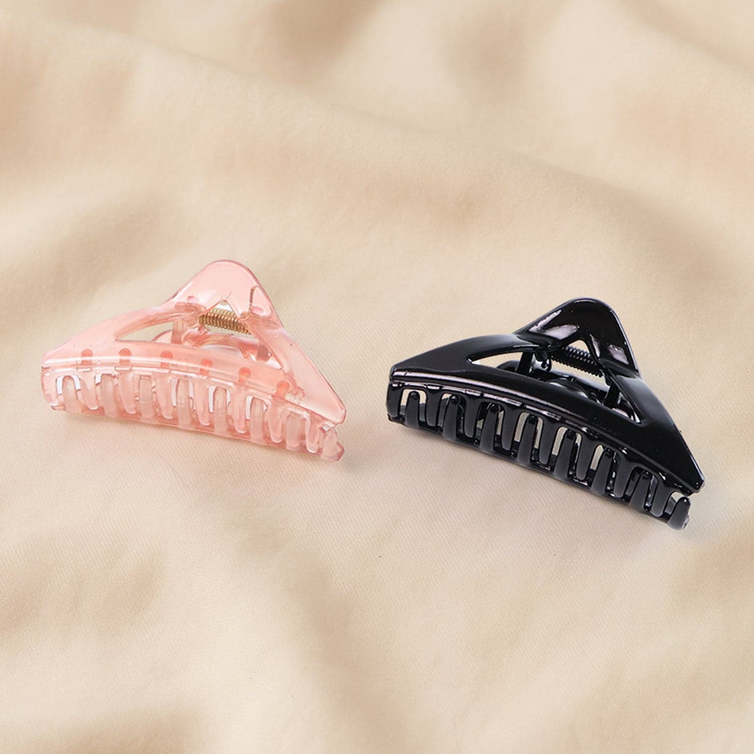 Triangle Shape Mix Color Plastic Hair Claw Clip of 1 Pc Durable Grip for Women and Girls thumbnail 4