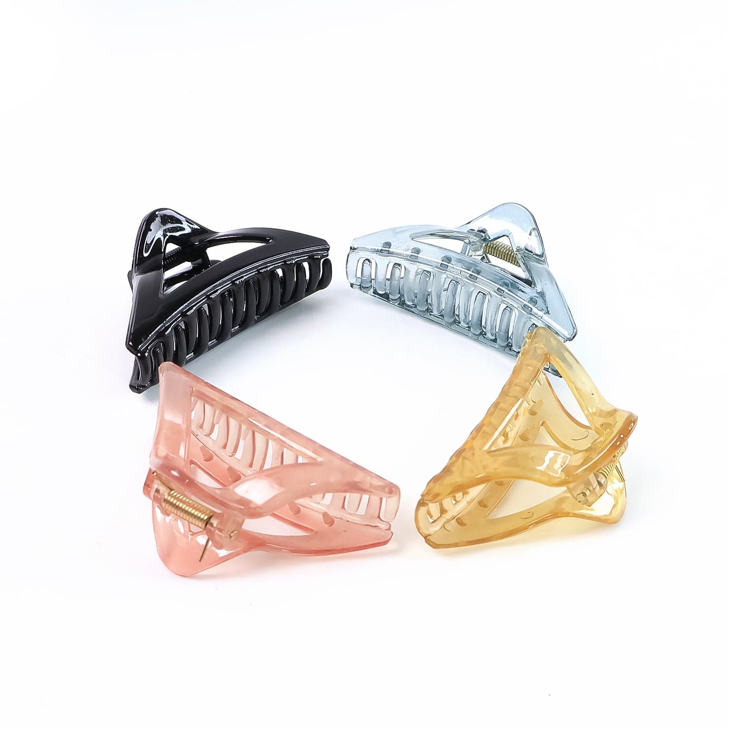 Triangle Shape Mix Color Plastic Hair Claw Clip of 1 Pc Durable Grip for Women and Girls thumbnail 5