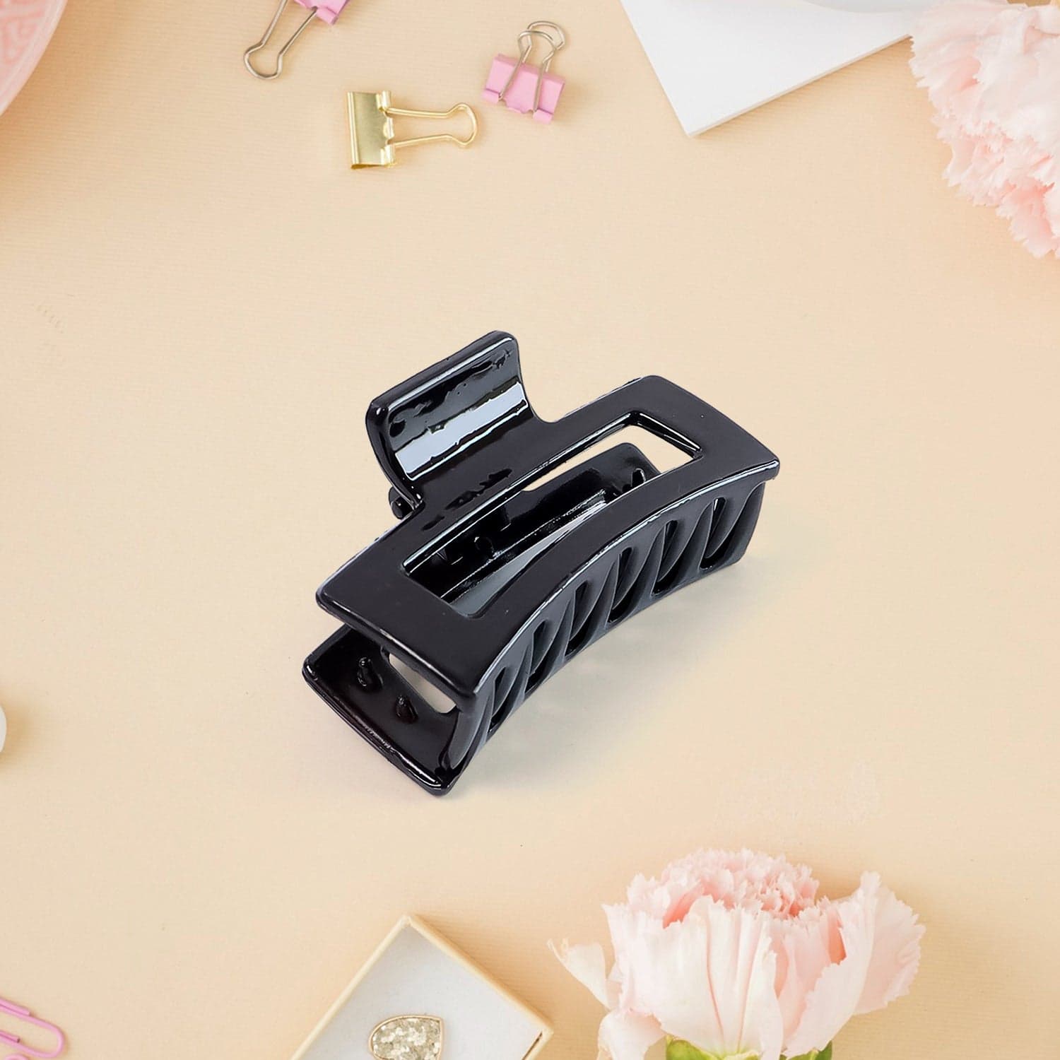 Matte Finish Rectangle Hair Claw Clip for Women and Girls of Assorted Color Pack of 1 Pc thumbnail 1