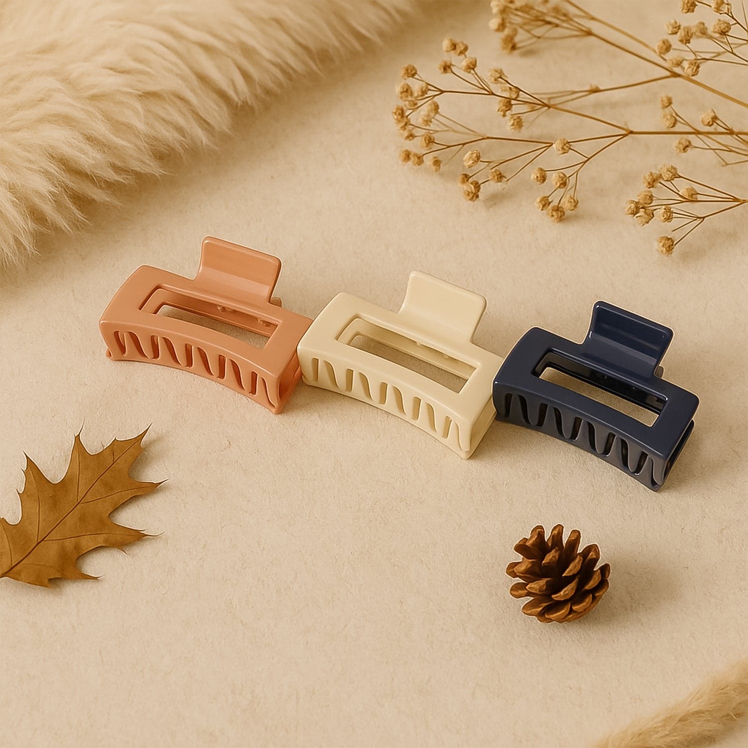 Matte Finish Rectangle Hair Claw Clip for Women and Girls of Assorted Color Pack of 1 Pc thumbnail 3