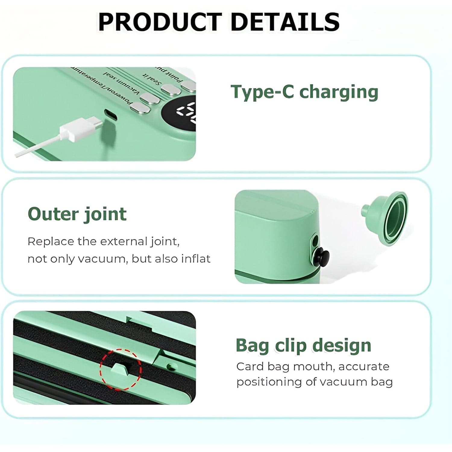 Rechargeable Electric Vacuum Sealer Machine thumbnail 3