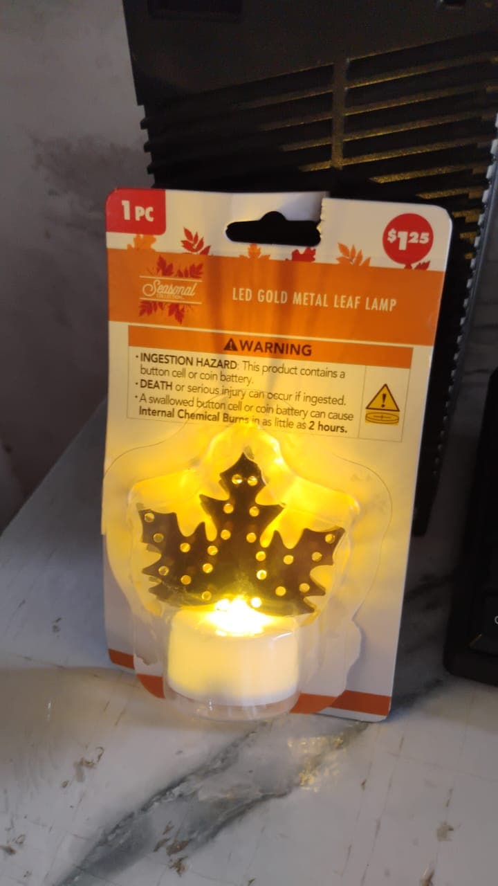 Decorative Led Gold Metal Leaf Diya Lamp thumbnail 7