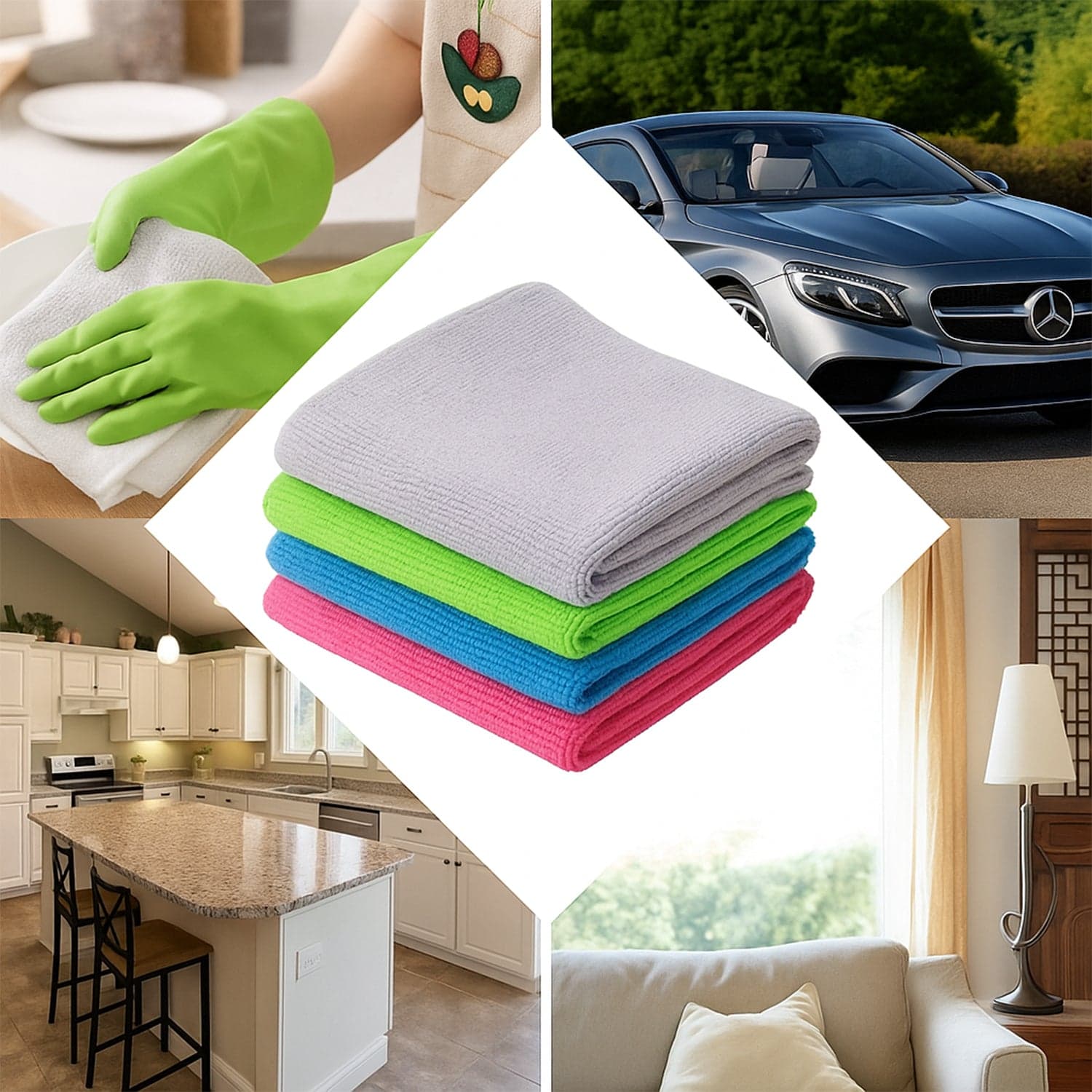 Multipurpose Microfiber Cleaning Cloth 30X30Cm 4Pc thumbnail 5