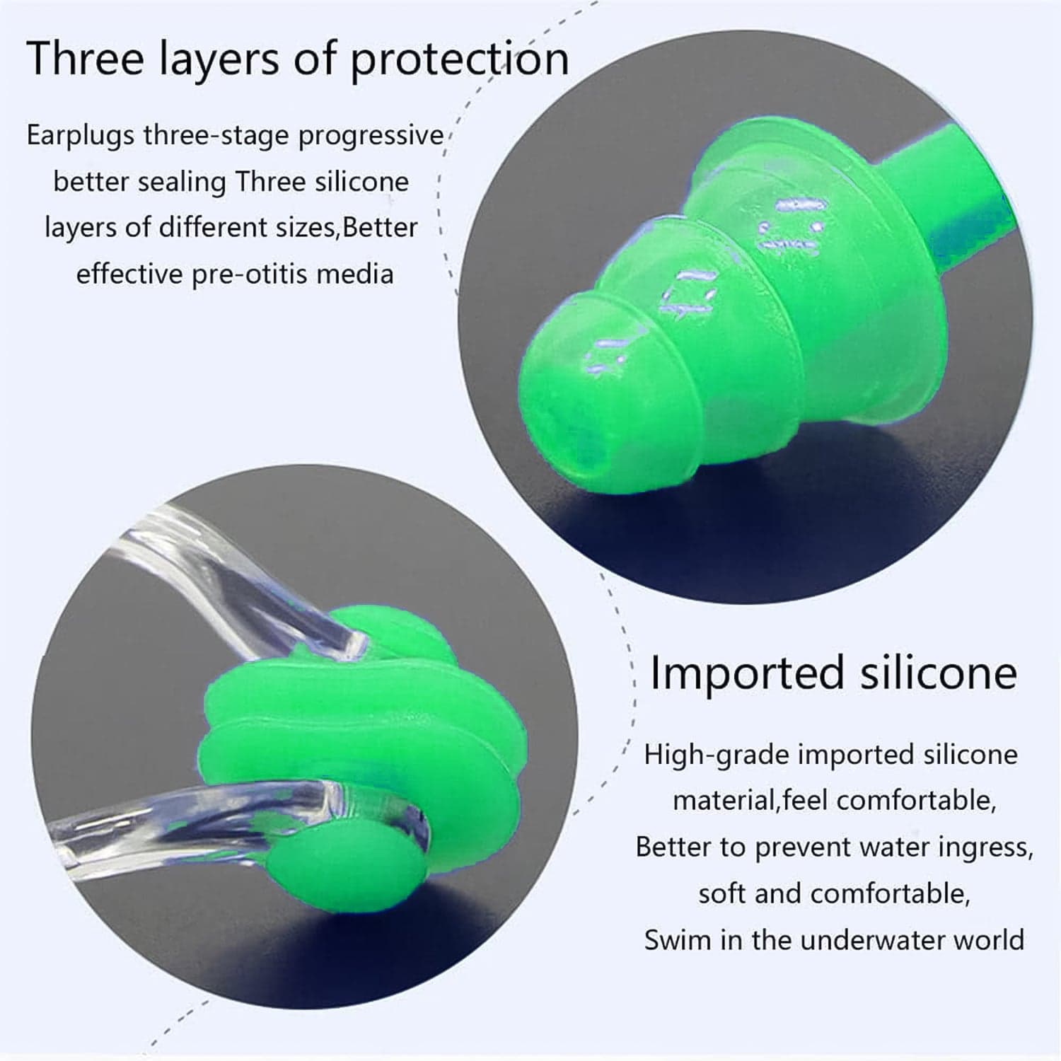Swimming Earplugs And Nose Clip Set 3 Pc thumbnail 2