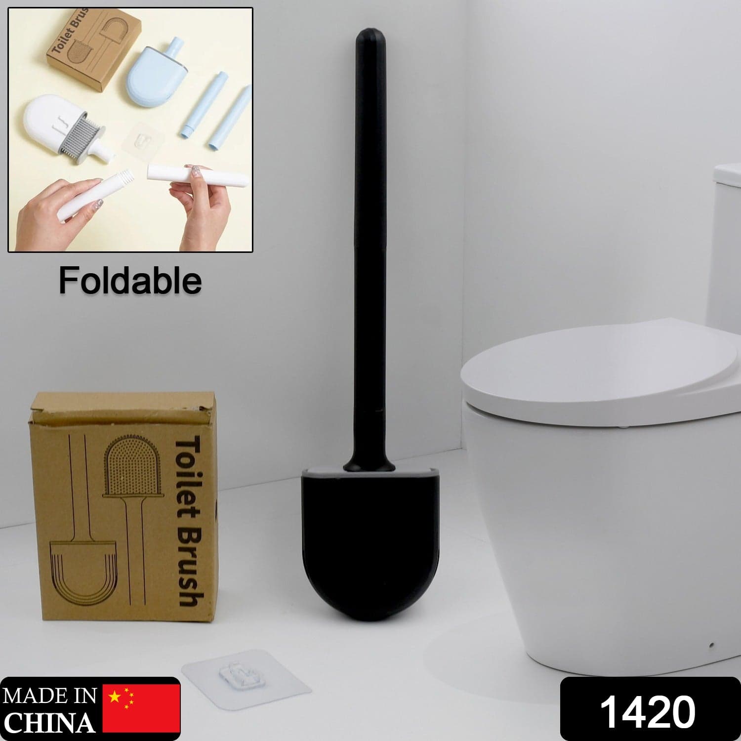 Silicone Toilet Brush with Holder Stand for Bathroom Cleaning thumbnail 2