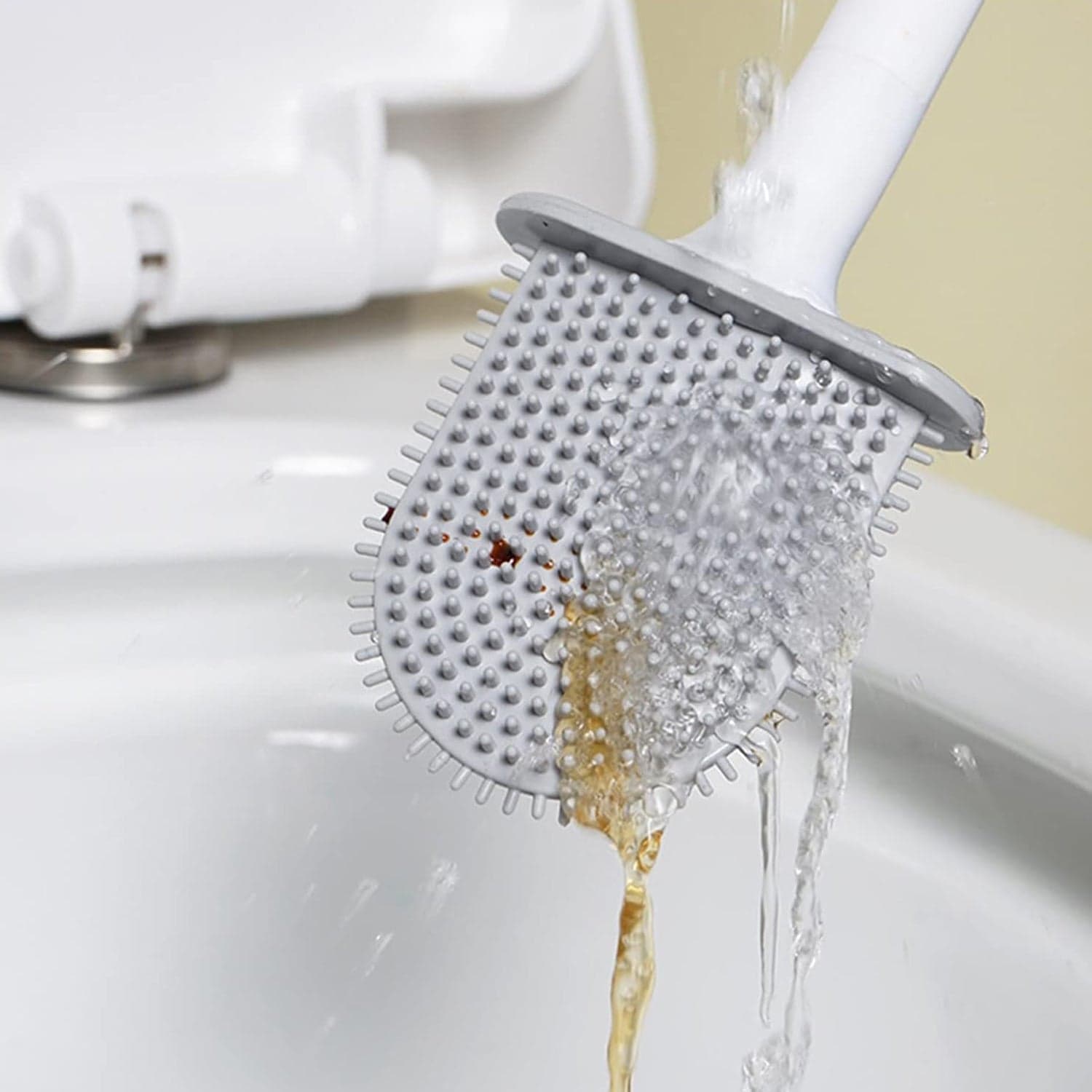 Silicone Toilet Brush with Holder Stand for Bathroom Cleaning thumbnail 7