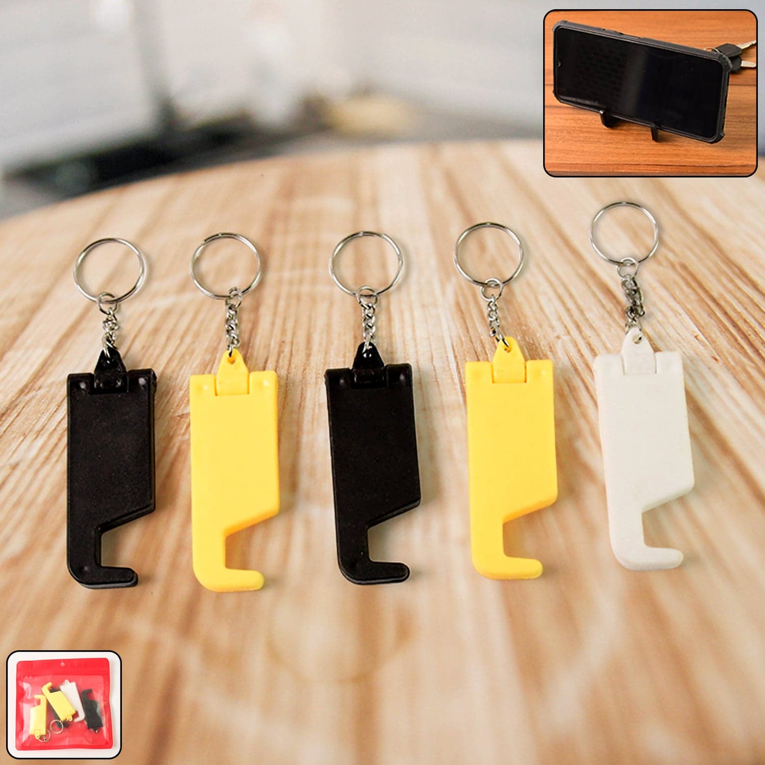 2 In 1 Plastic Keychain Mobile Stand 5Pcs Set thumbnail 2