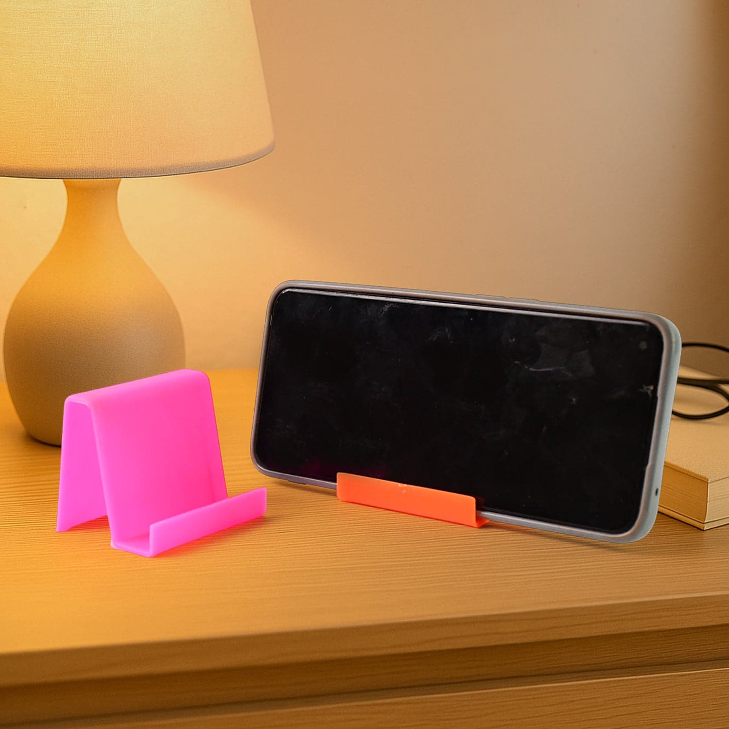 Durable Plastic Mobile Phone Stand With Angled Support 2 Pc Mix Color thumbnail 2