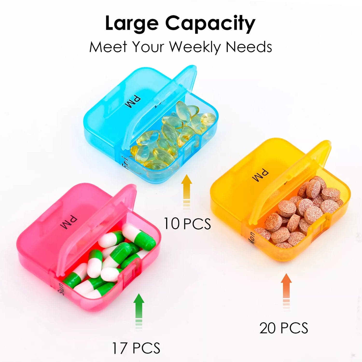Weekly 7 Day Rainbow Color Pill Organizer Box thumbnail 9