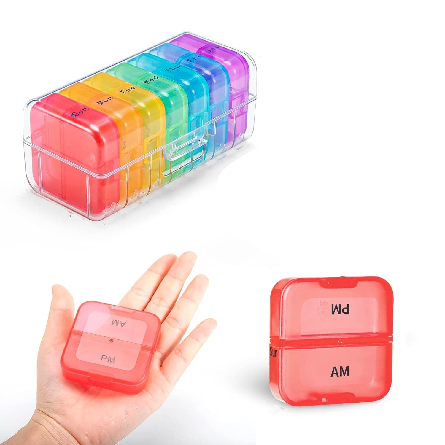 Weekly 7 Day Rainbow Color Pill Organizer Box thumbnail 2