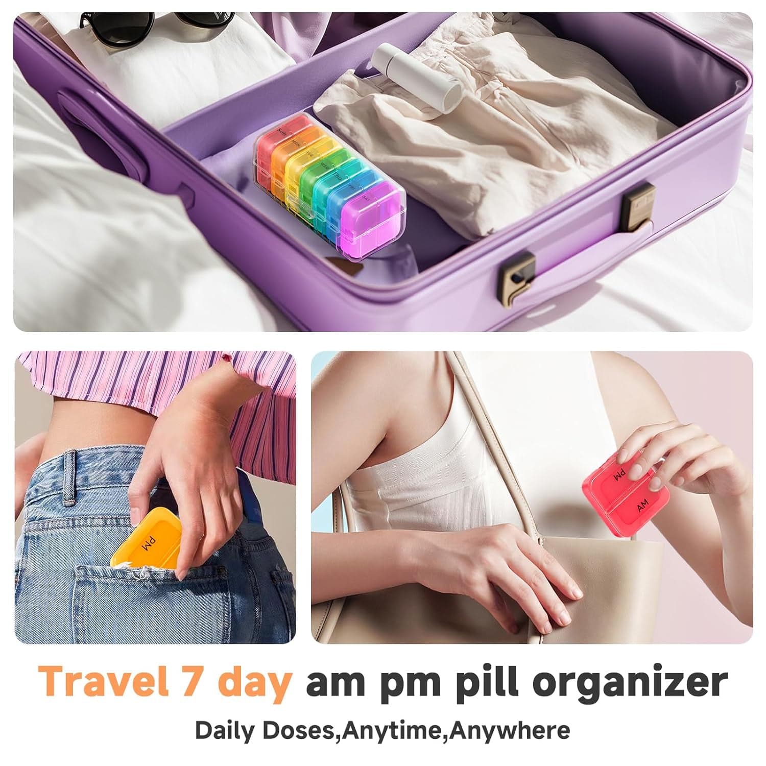 Weekly 7 Day Rainbow Color Pill Organizer Box thumbnail 3