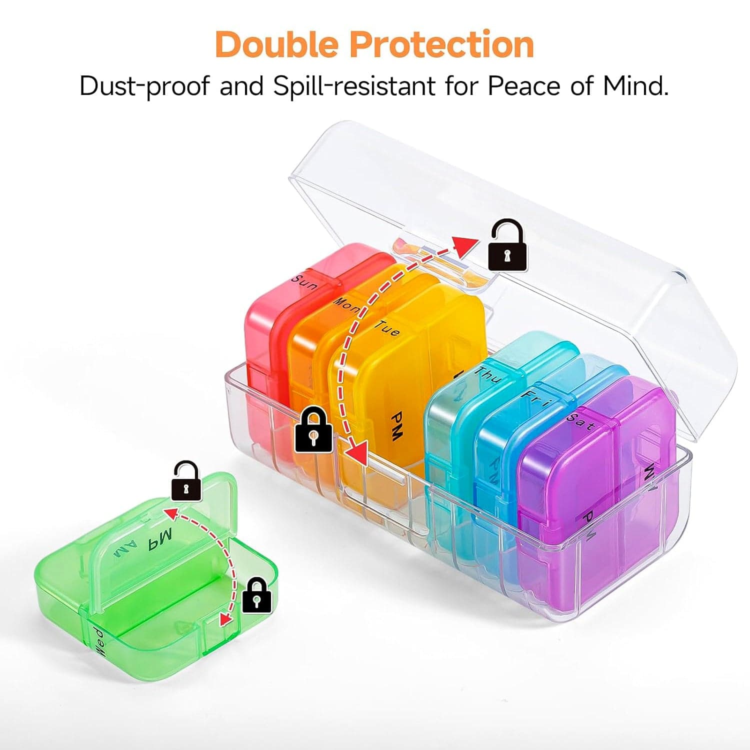 Weekly 7 Day Rainbow Color Pill Organizer Box thumbnail 5
