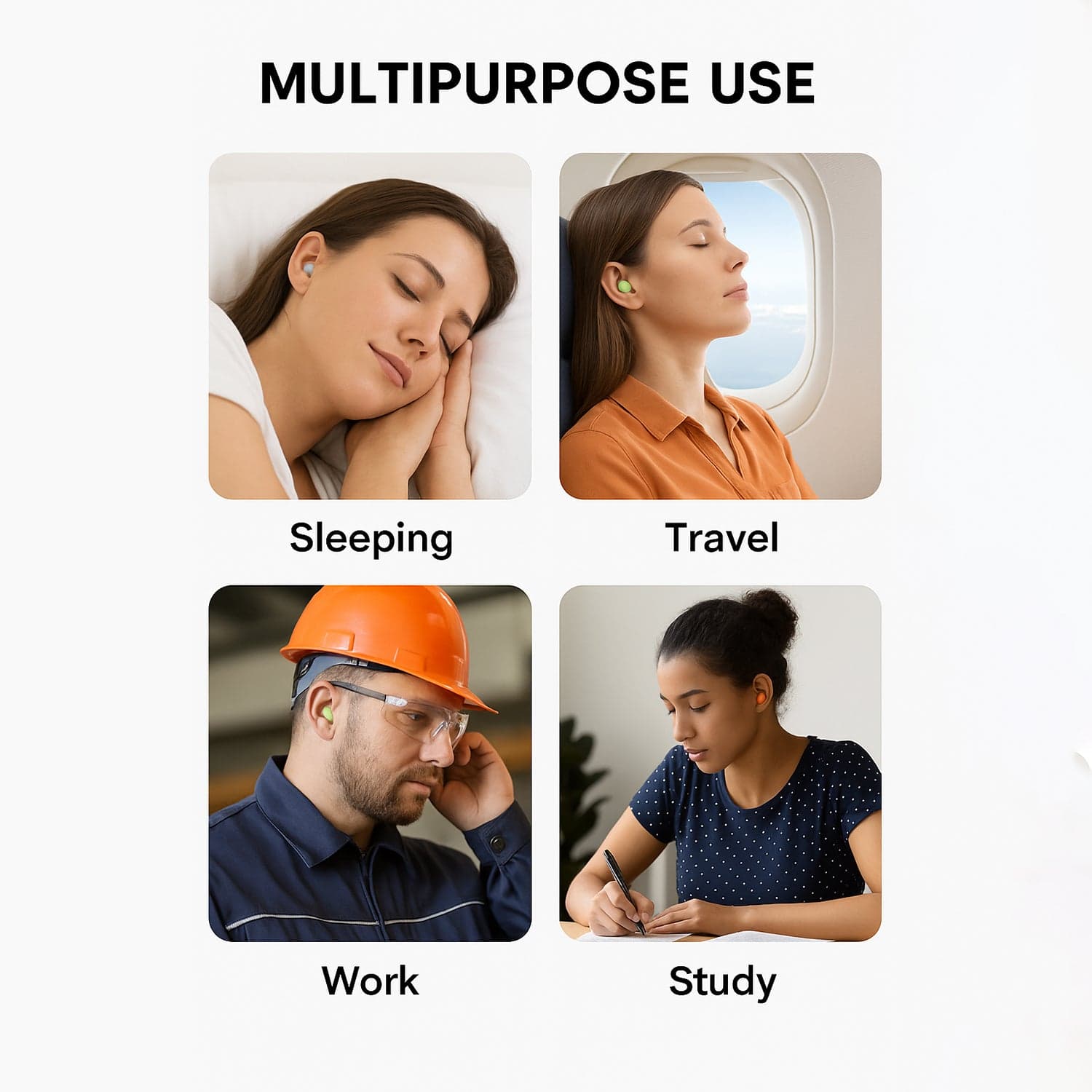 Soft Foam Noise Cancelling Earplugs 4 Pairs thumbnail 5