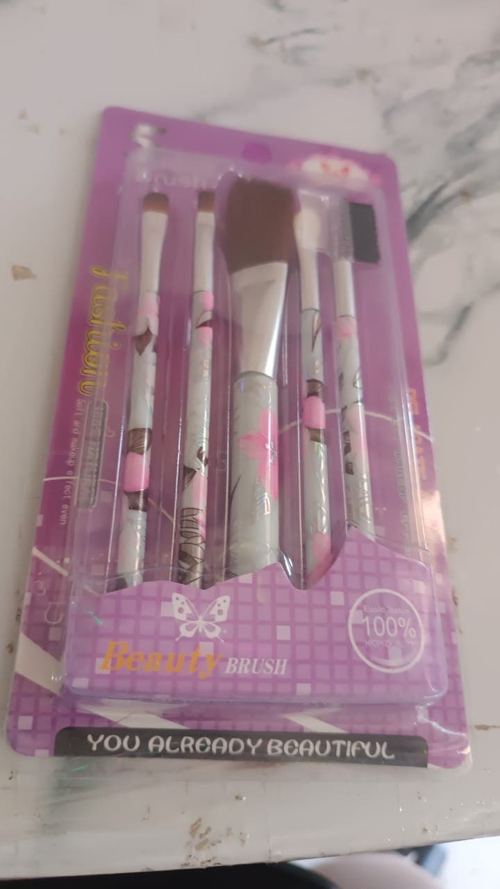 Floral Makeup Brush Set For Eyes Lips And Face 5 Pc thumbnail 6