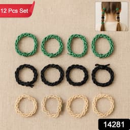 Braided Elastic Hair Bands Set 12 Pc
