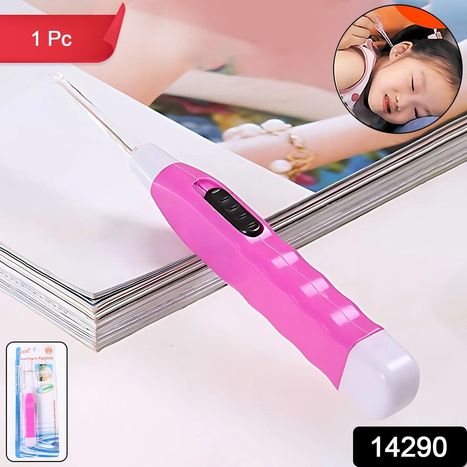 14290 Pink Flishlight Earpick 1Pc thumbnail 1