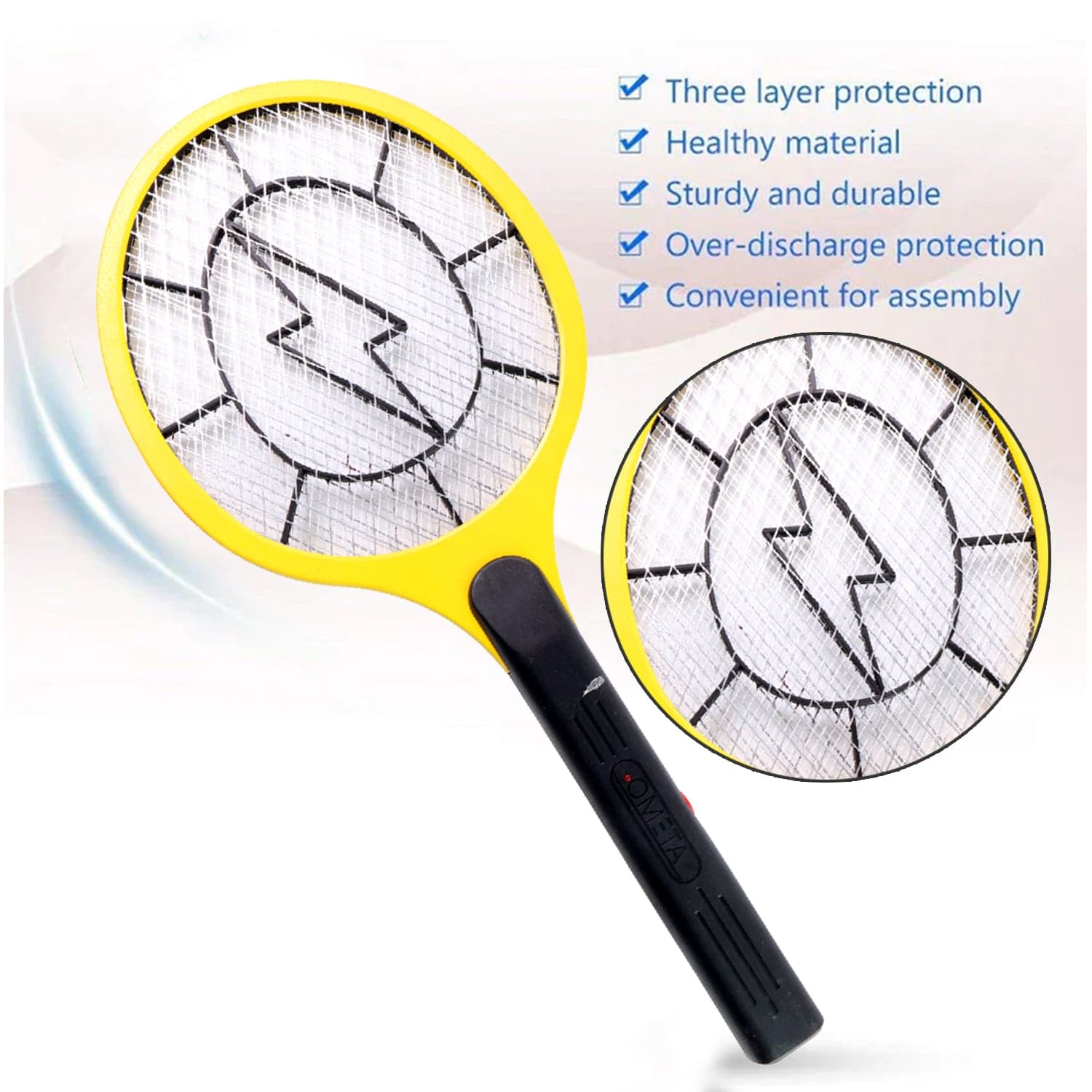 14298 Yellow Electric Mosquito Racket 1Pc thumbnail 2