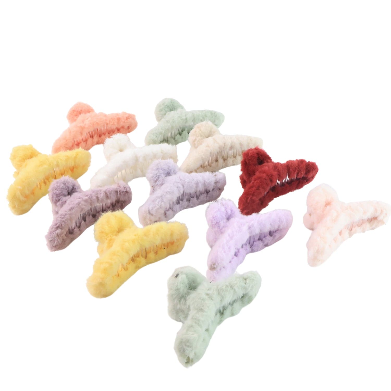 14353 Soft Fur Coated Hair Clip Set 12Pc thumbnail 4