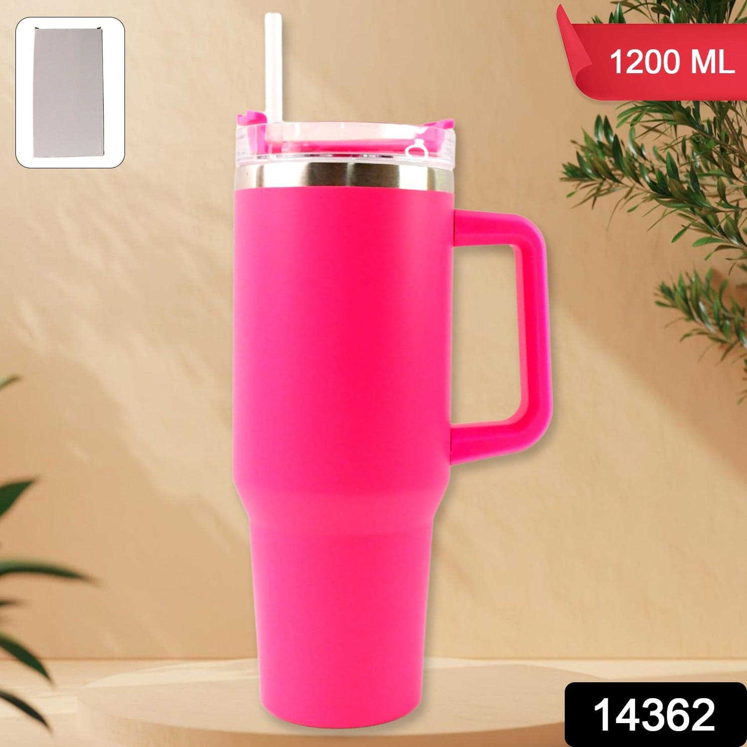 14362 Pink Ss Vacuum Tumbler With Lid thumbnail 1