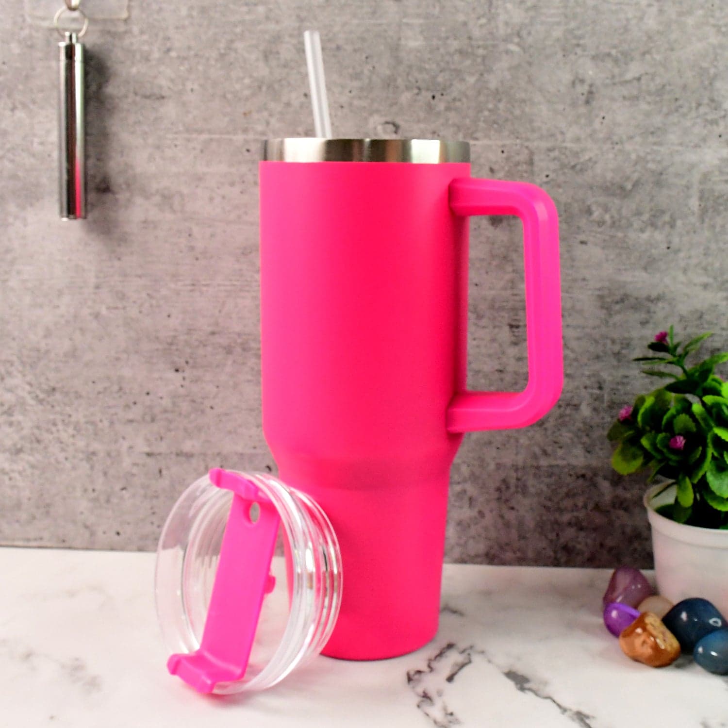 14362 Pink Ss Vacuum Tumbler With Lid thumbnail 5