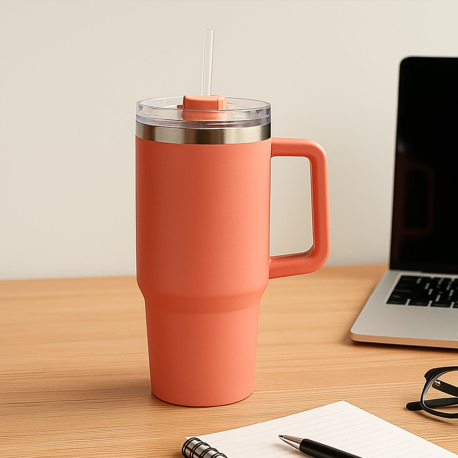 14363 Peach Ss Vacuum Tumbler With Lid thumbnail 2