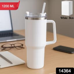 14364 White Ss Vacuum Tumbler With Lid