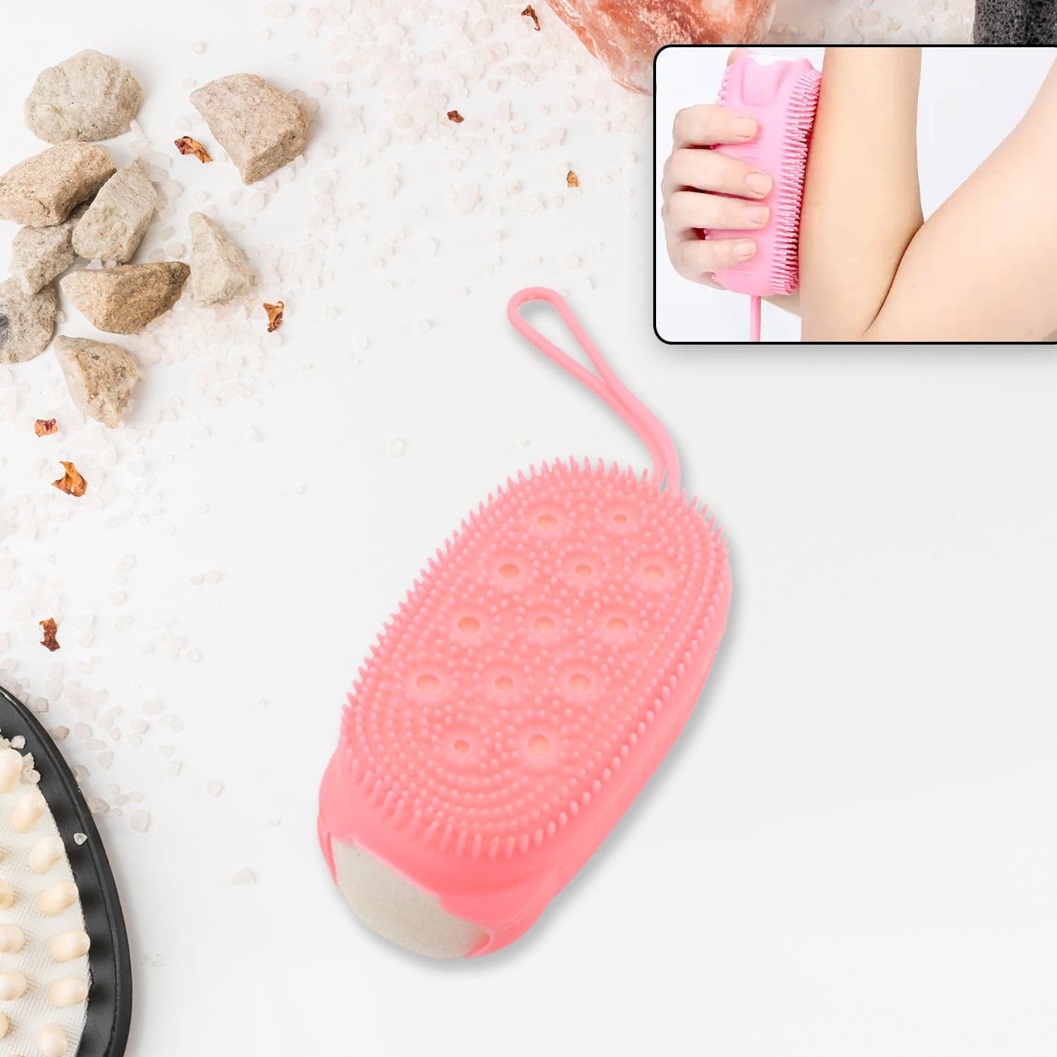 Super Soft Silicone Bath Brush of Double-Sided Body Scrubber for Deep Cleansing & Exfoliation (1 Pc) thumbnail 1