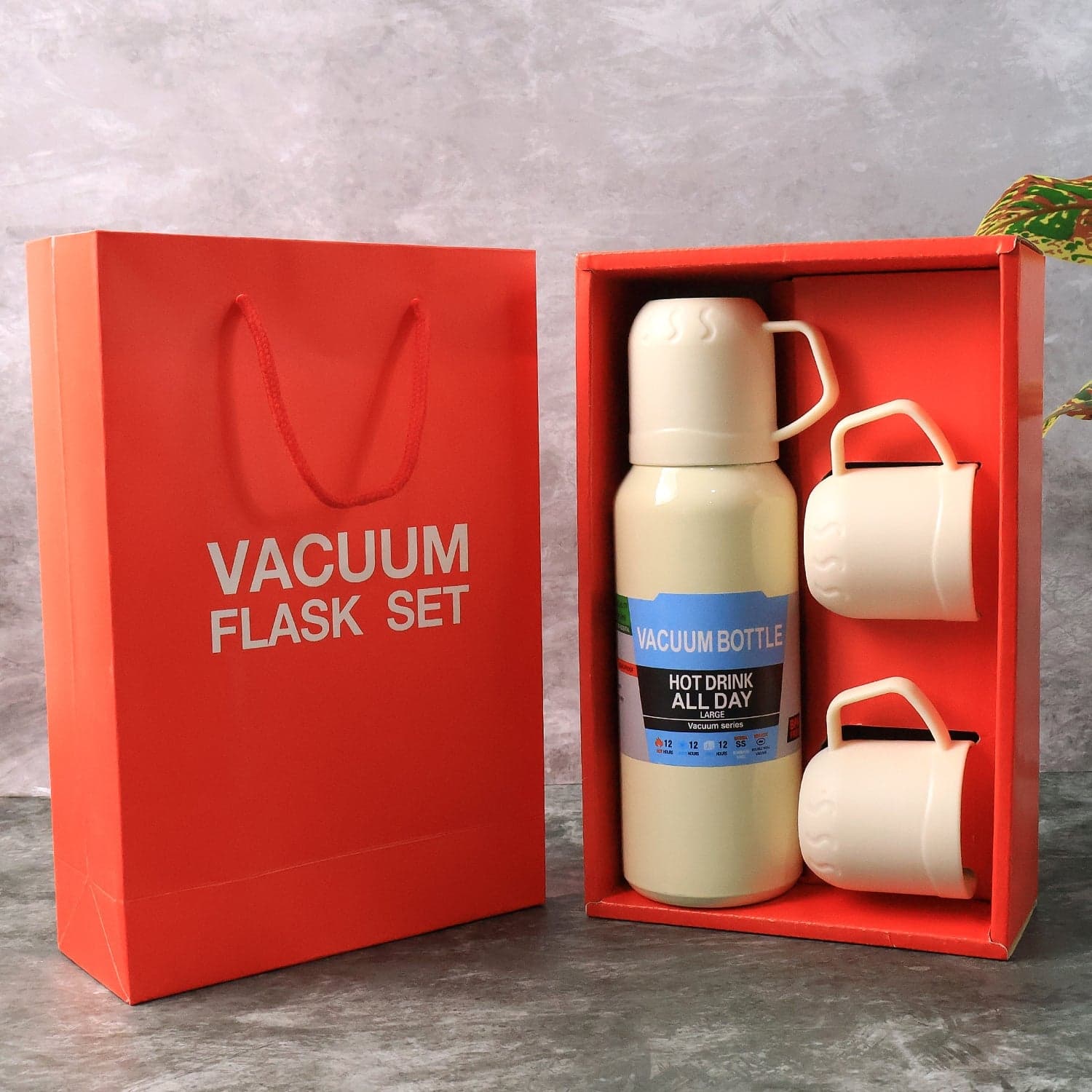 White Vacuum Flask Set 500Ml thumbnail 3