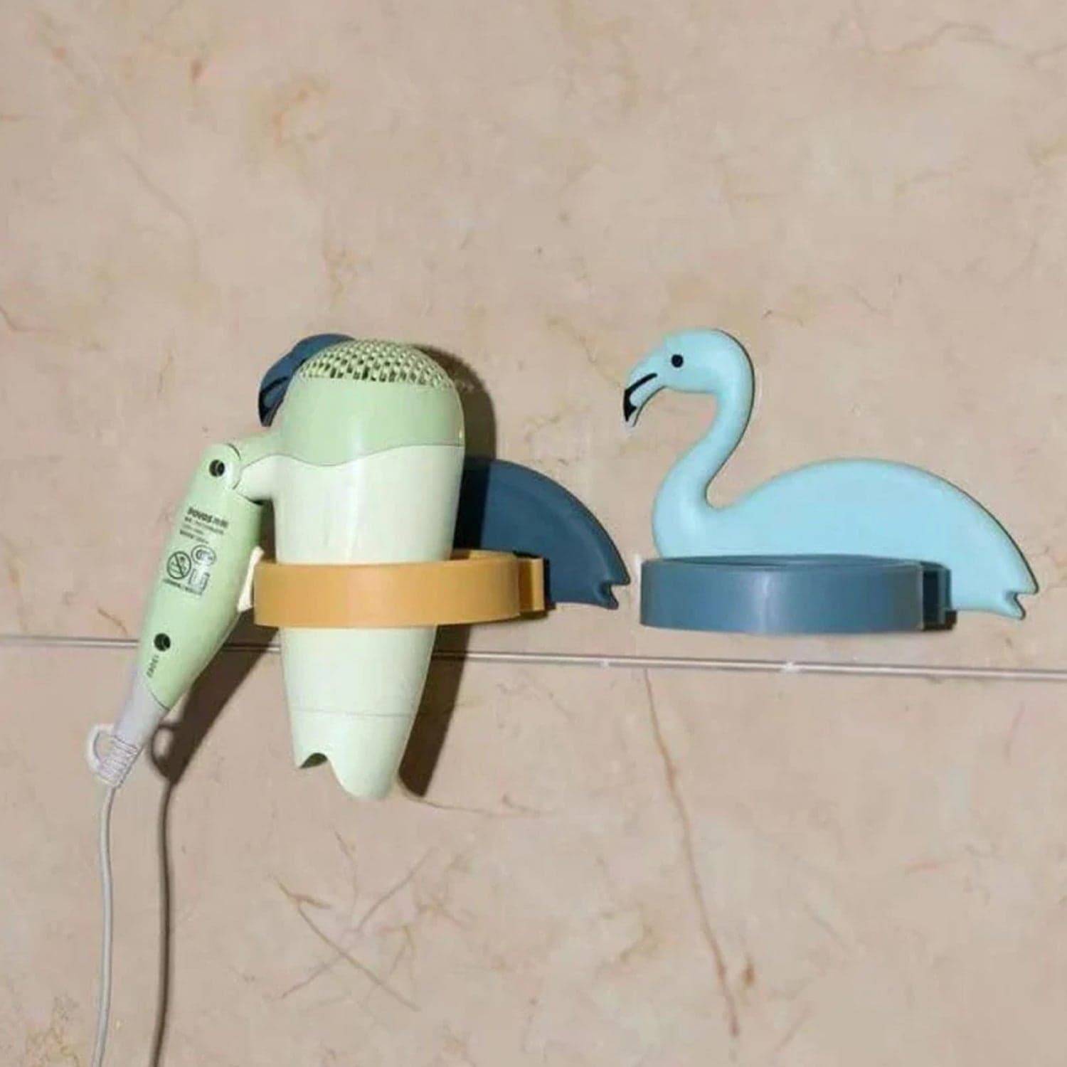 Hair Dryer Wall Mount Holder, Organiser Stand with Hooks for Bathroom Storage thumbnail 3
