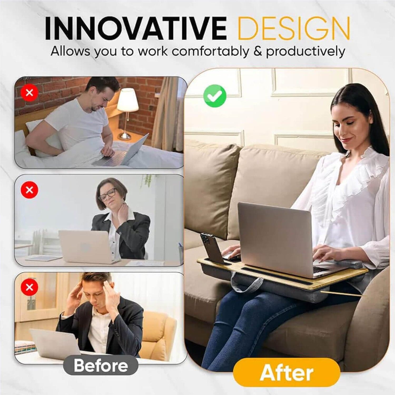 Portable Laptop Table with Mouse Pad (55—35 Cm / 1 Pc) thumbnail 8