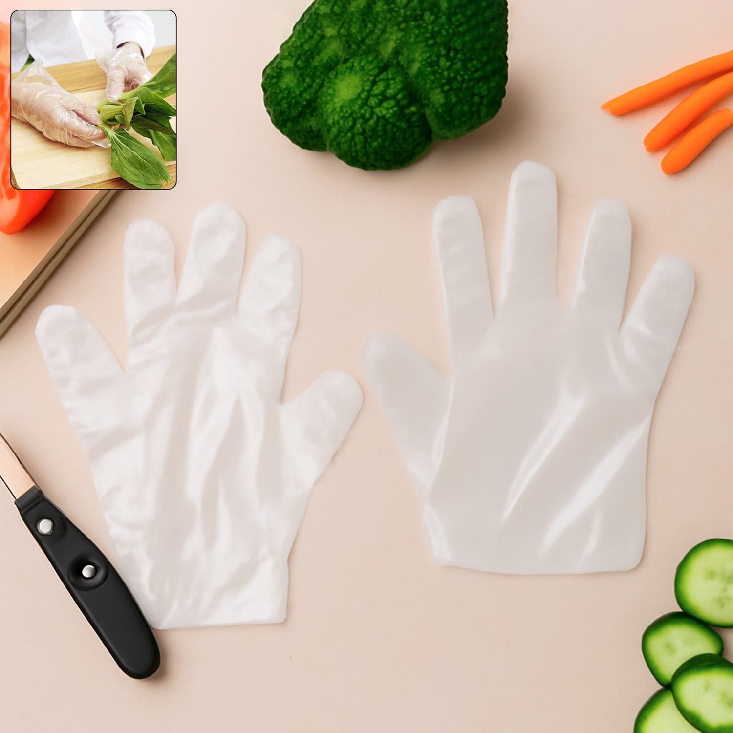 Eco-Friendly Kitchen Hand Gloves, Disposal hand gloves, Free size (100 Pc) thumbnail 1