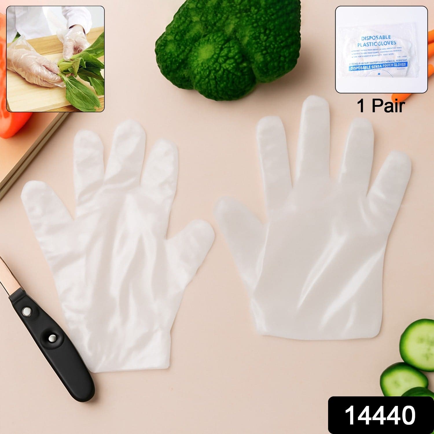 Eco-Friendly Kitchen Hand Gloves, Disposal hand gloves, Free size (100 Pc) thumbnail 2