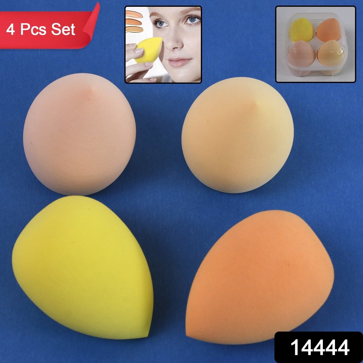 Makeup Sponges Set, Perfect for Liquid, Cream, and Powder (4 Pcs Set With Case) thumbnail 2