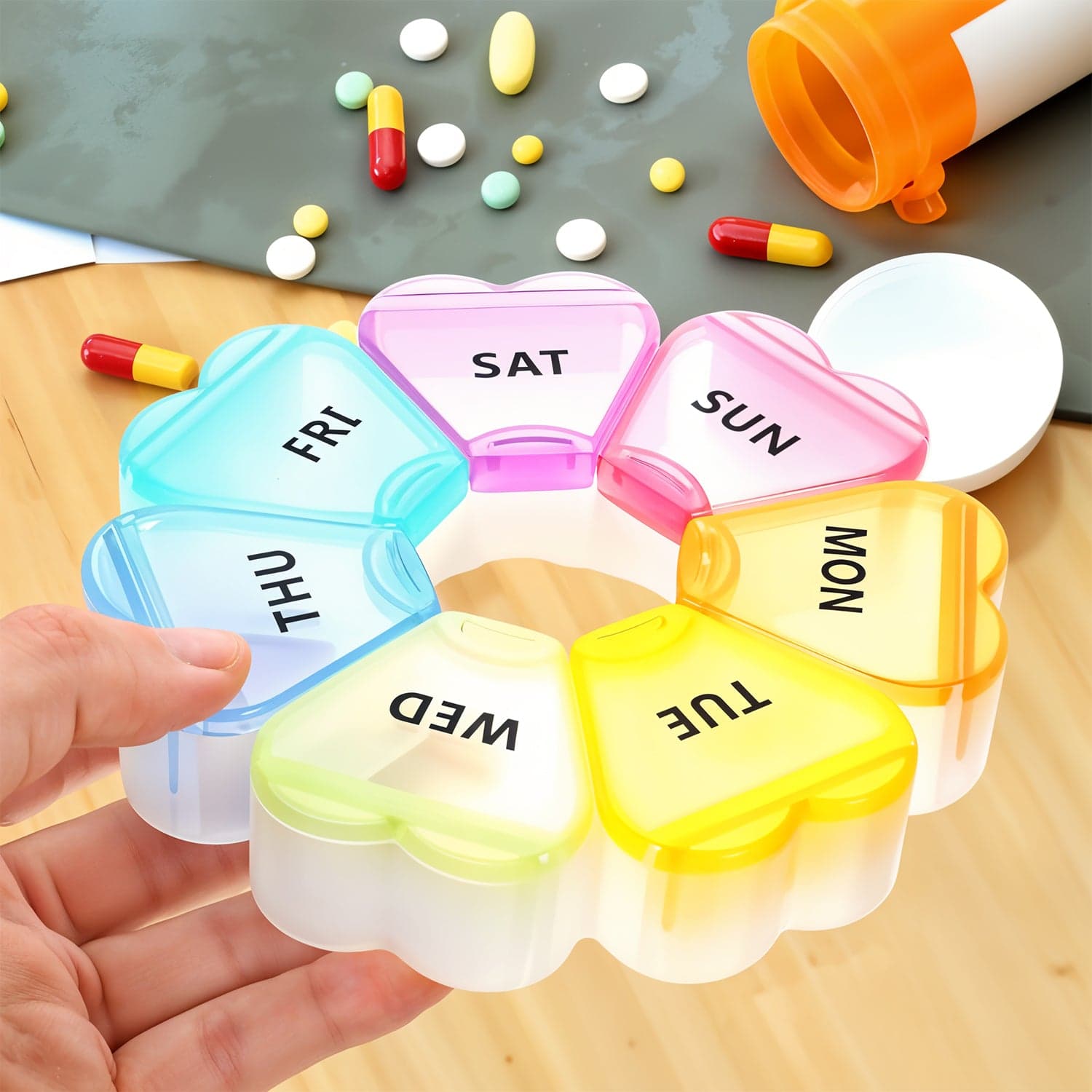 7 Day Round Weekly Pill Organizer Box 1 Pc thumbnail 2