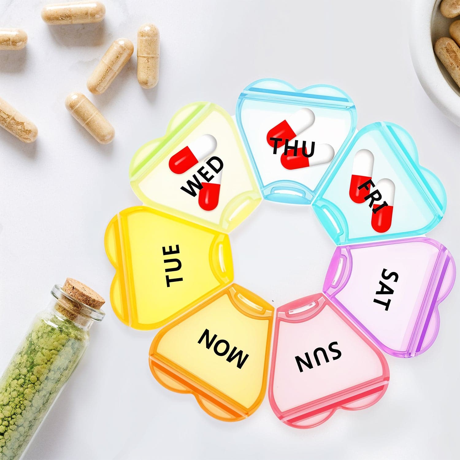 7 Day Round Weekly Pill Organizer Box 1 Pc thumbnail 3
