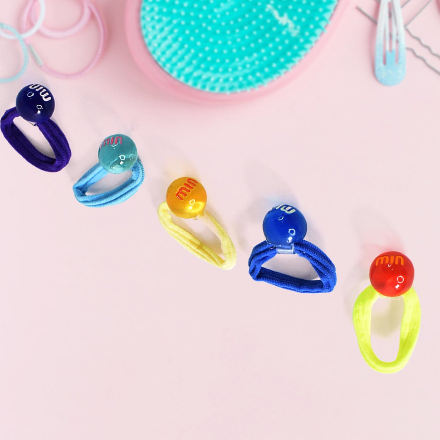 Small Ball Elastic Hairbands (Pack of 5 / Multicolour) thumbnail 4