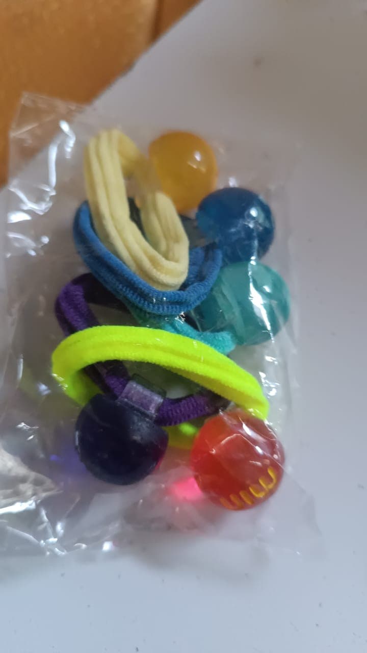Small Ball Elastic Hairbands (Pack of 5 / Multicolour) thumbnail 7