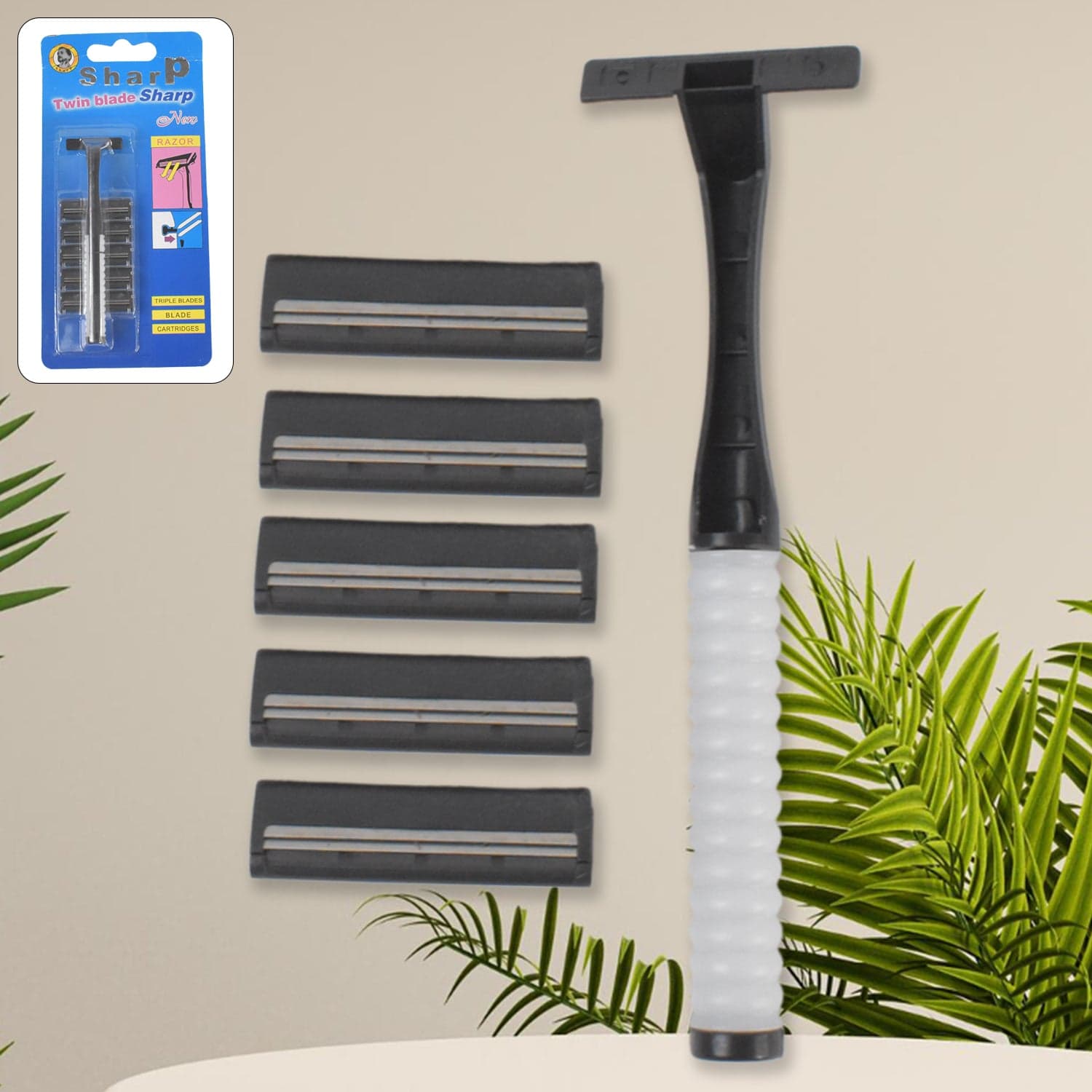 manual shaving razor with 5 blades thumbnail 1