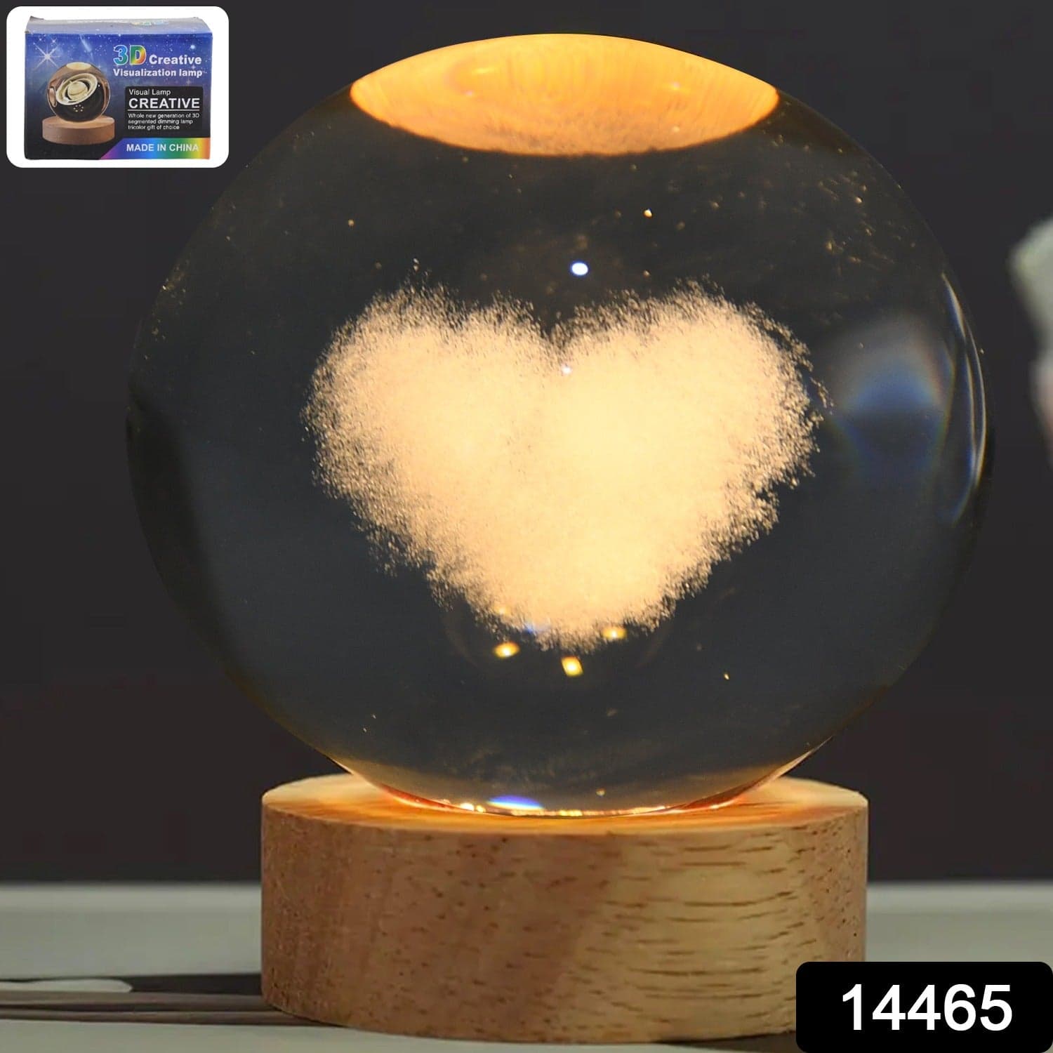 Heart 3D Crystal Ball lamps With Base (1 Pc) thumbnail 2