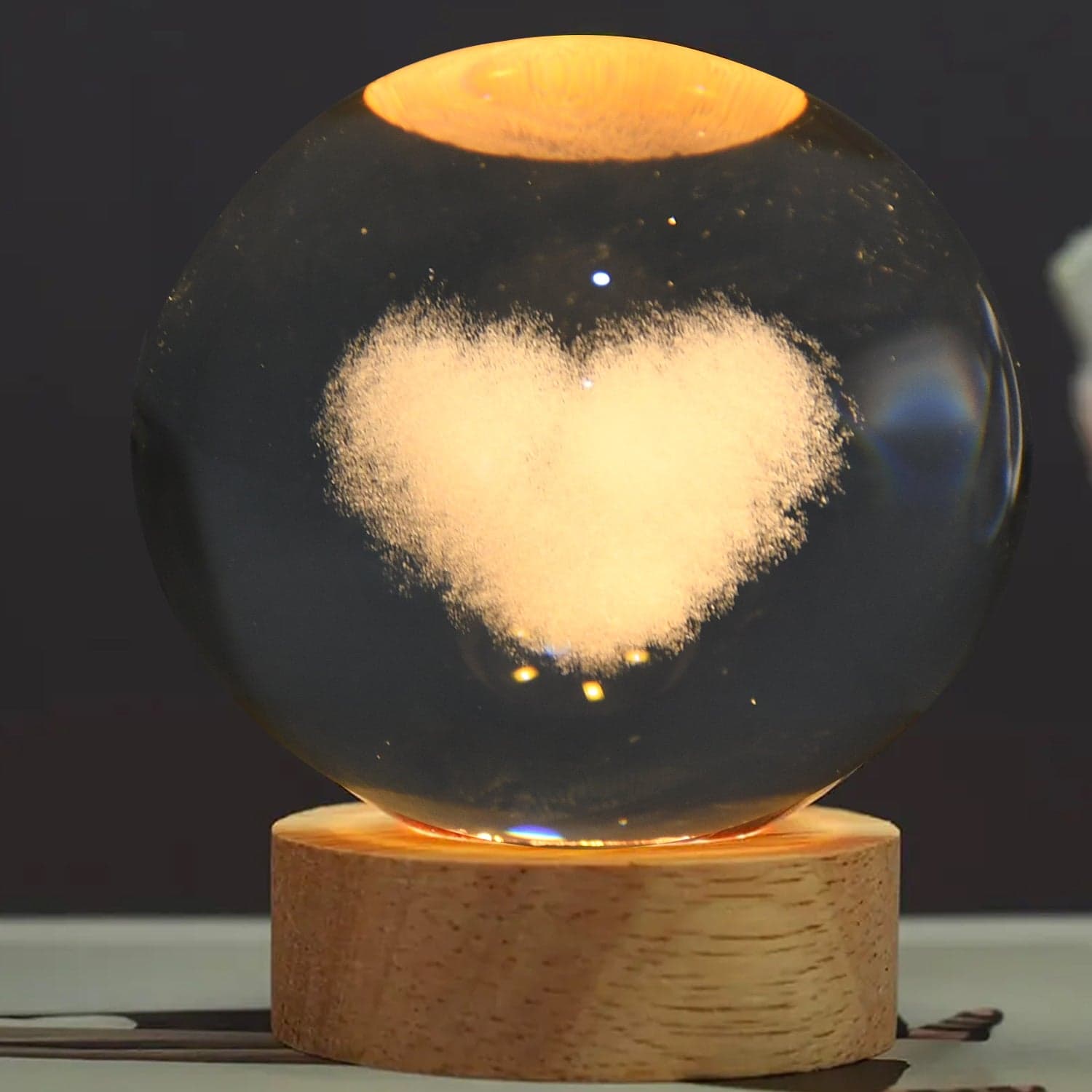Heart 3D Crystal Ball lamps With Base (1 Pc) thumbnail 4