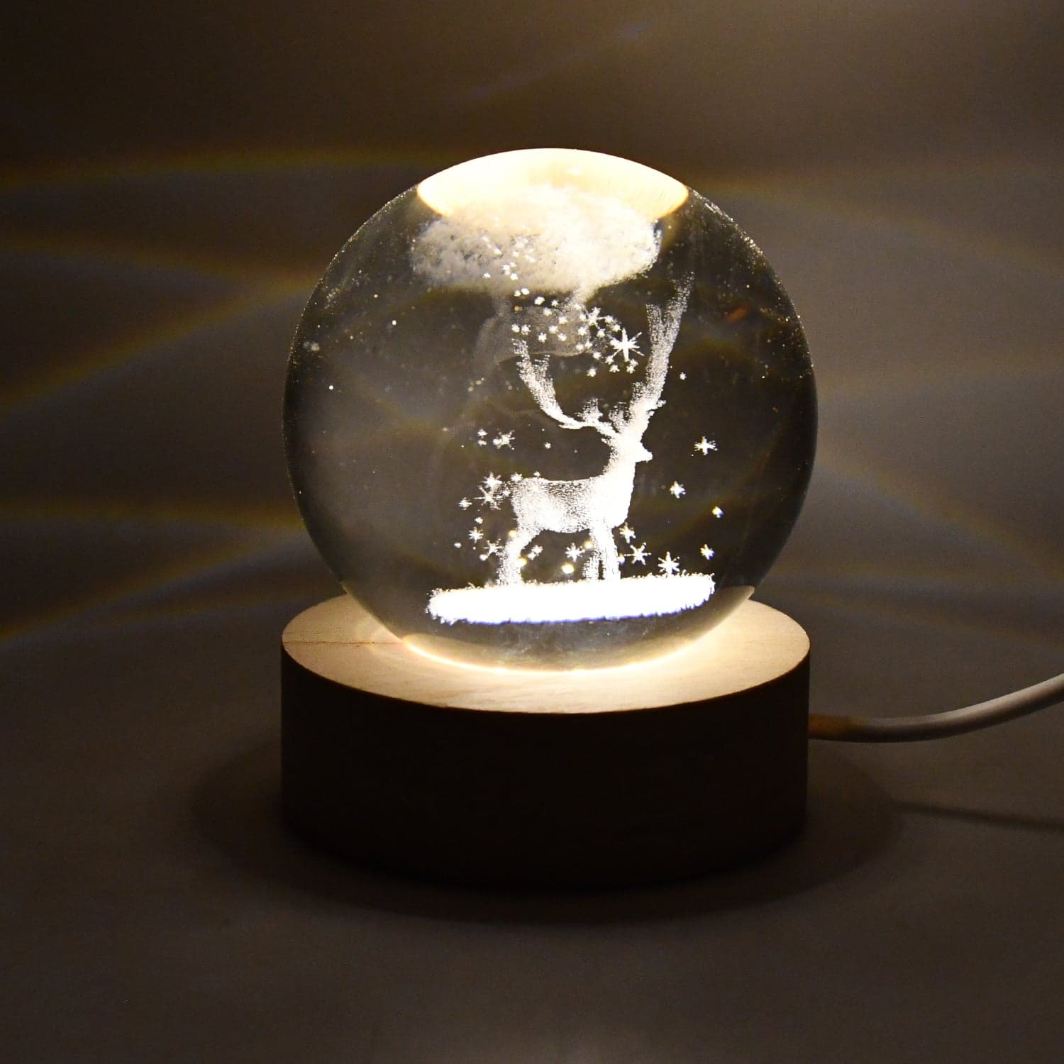 Crystal Ball Night Light Glass Ball Night Lamp with Wood Base thumbnail 4